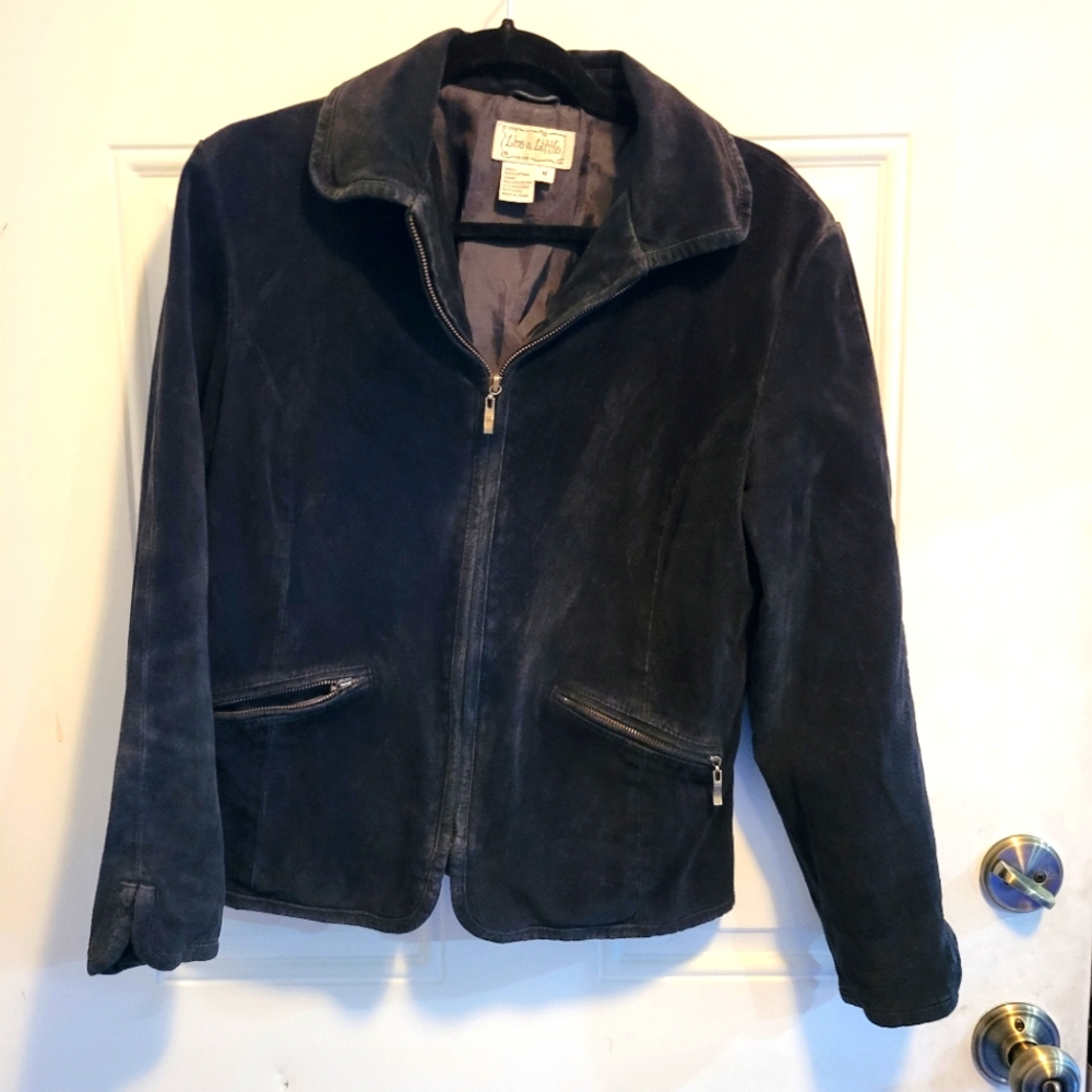 Live a Little Suede Leather Jacket, Black, Size: Medium